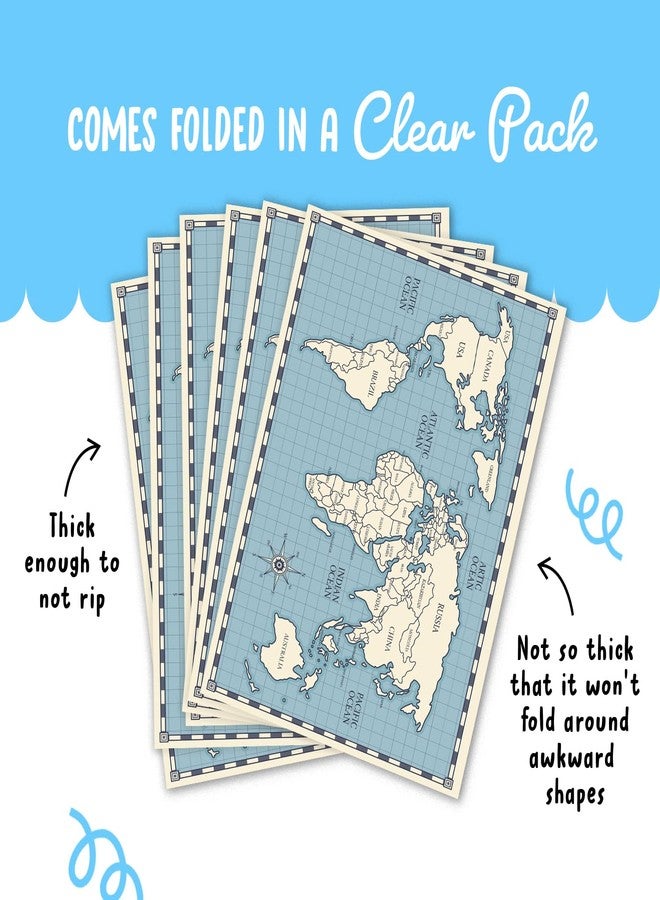 CENTRAL 23 Kids Wrapping Paper - 6 Sheets of Blue Gift Wrap and Tags - World Map - Birthday Wrapping Paper for Boys Girls - Comes with Fun Stickers - Recyclable - Image 4